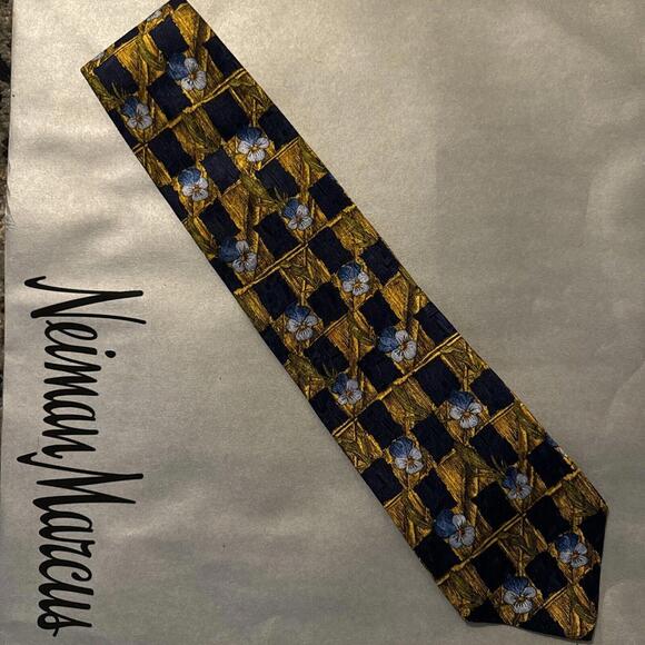 Ermenegildo Zegna Neck Tie 56” Geometrical Mens Floral - Picture 1 of 4